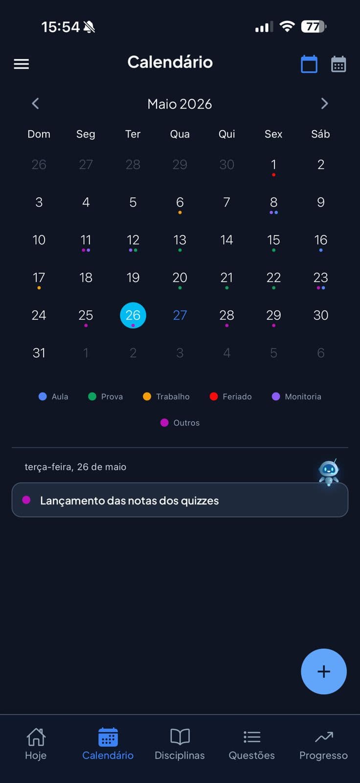 MyClass calendar screen