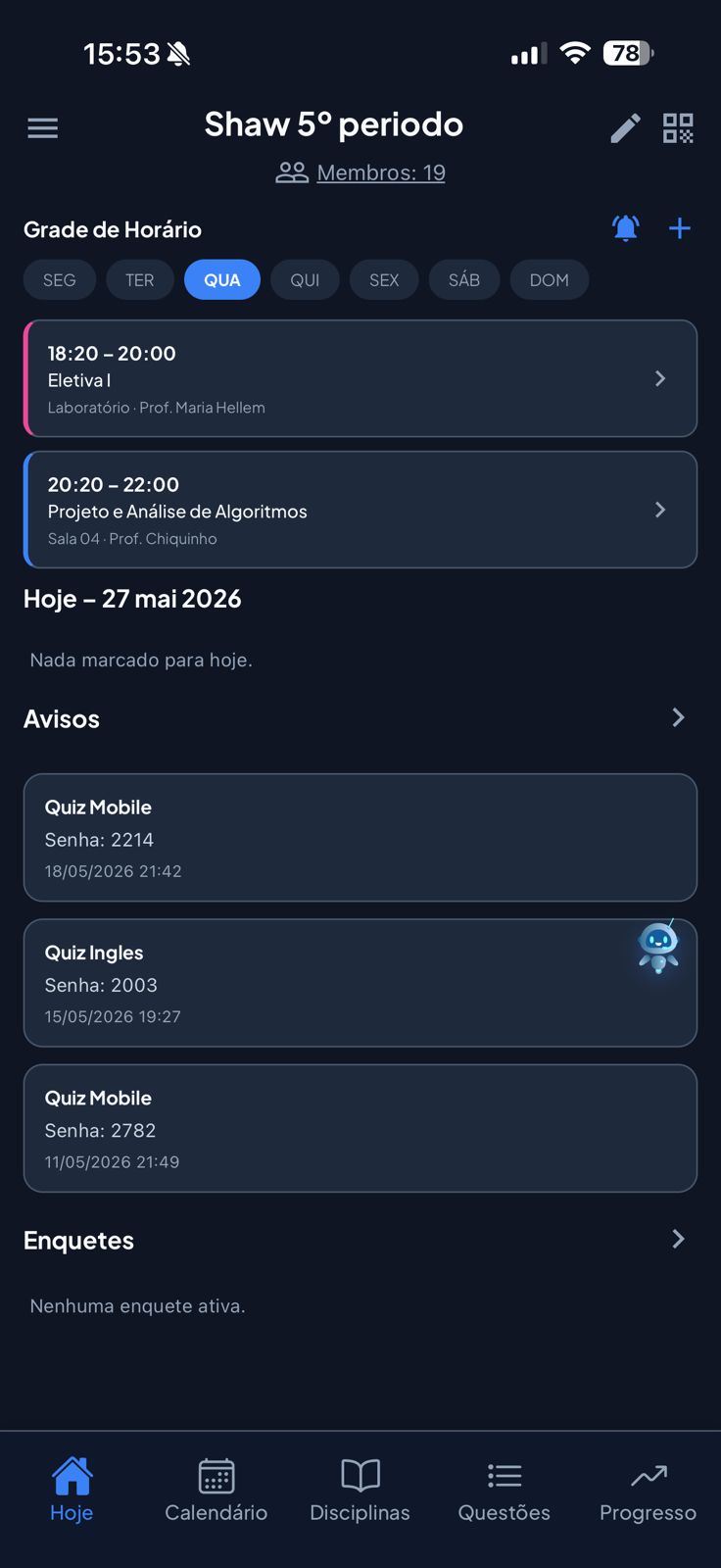 Horários